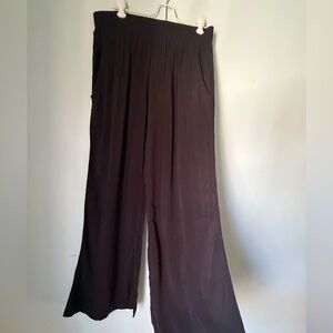 Fashionista Black Wide Leg Rayon Pants Size M Boho Flowy Lounge